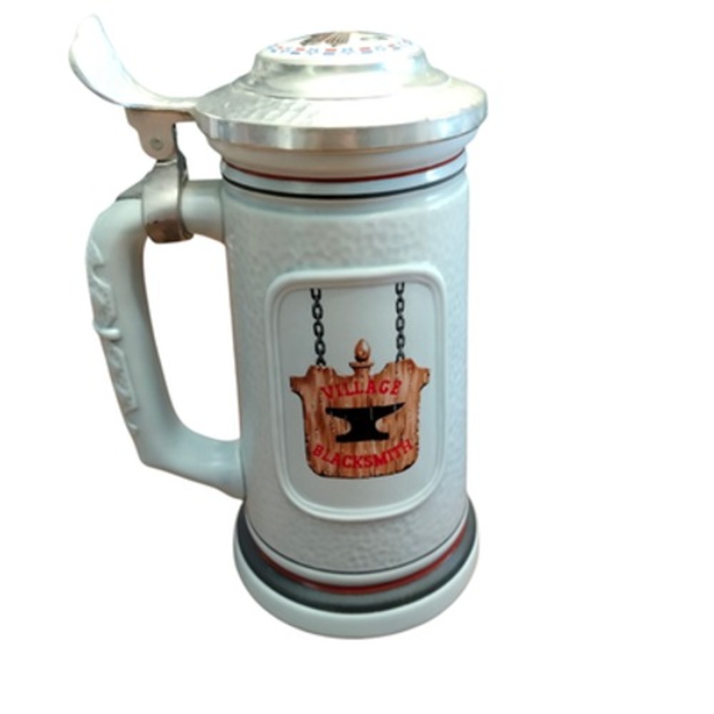 Vintage 1985 Avon The Blacksmith Stein Building of America Pewter Lidded Mug - Picture 9 of 10